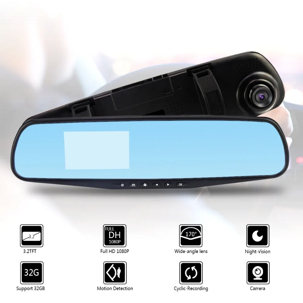 

3.2 Inch Dashcam HD Car Dash Camera G-sensor Car DVR Support Rear View Mirror Auto Video Recorder Video Registrator Led Dash cam