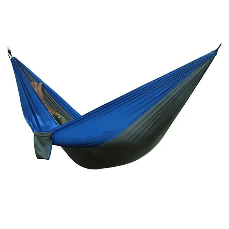 Портативный наружный двойной гамак-парашют ткань 2 человека садовый гамак спальный гамак для путешествий для активного отдыха пикника - Цвет: grey and blue