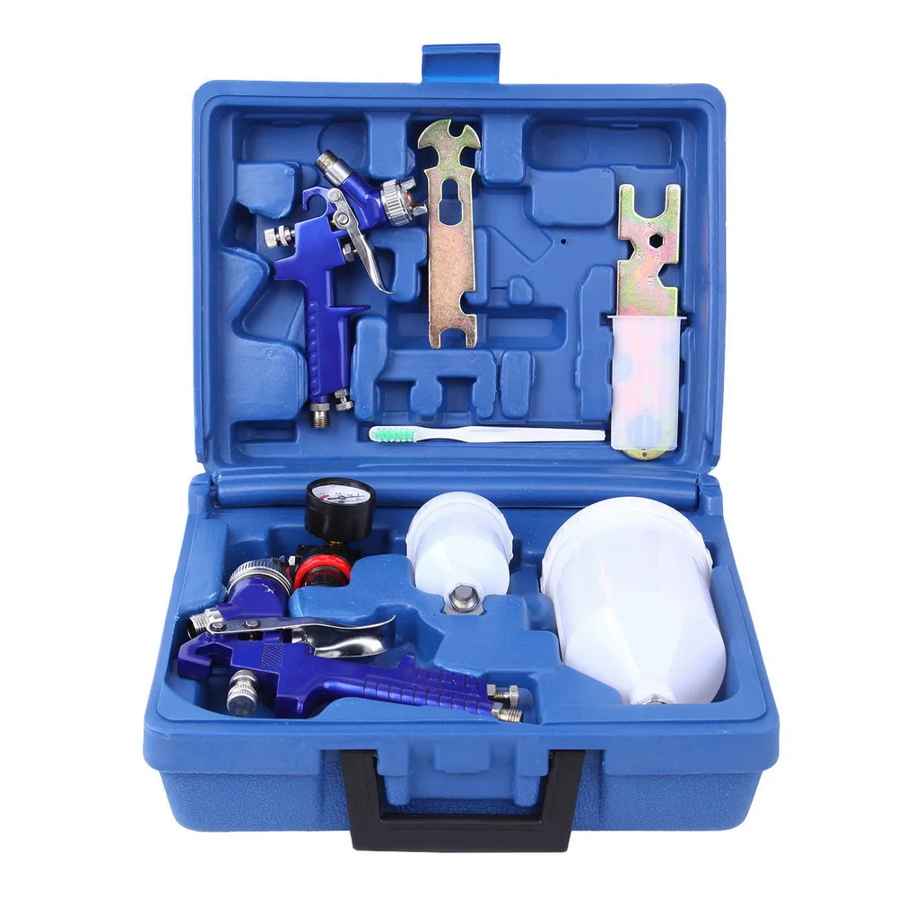 

HVLP Air Spray Gun Set Paint Sprayer 600ml Gravity Feed Airbrush Kit Car Furniture Painting Spraying Tool