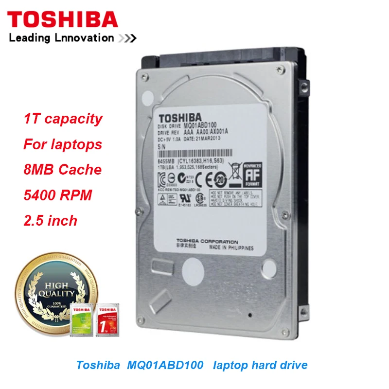 Оригинальный жесткий диск для ноутбука Toshiba 1 ТБ MQ01ABD100 SATA/300 5400 об/мин 8 Мб кэш