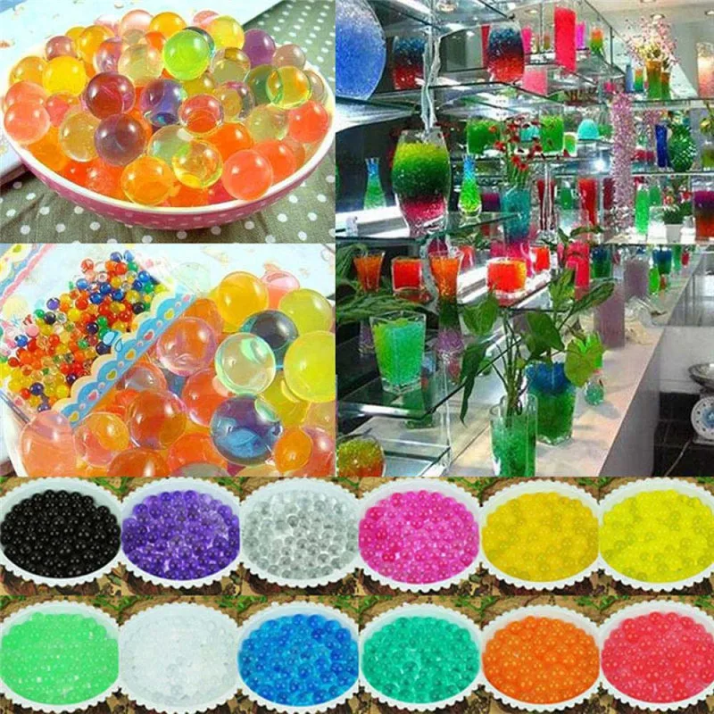 

1000Pcs/bag Crystal Soil Hydrogel Gel Polymer Water Beads Flower/Wedding/Decoration Maison Growing Water Balls Big Home Decor