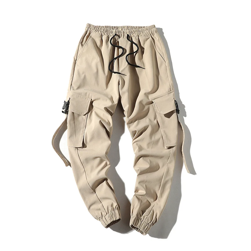 Харадзюку Ribben многокарманный стиль сафари модные мужские брюки для бега хип-хоп осенние уличные повседневные эластичные штаны-шаровары - Цвет: Khaki