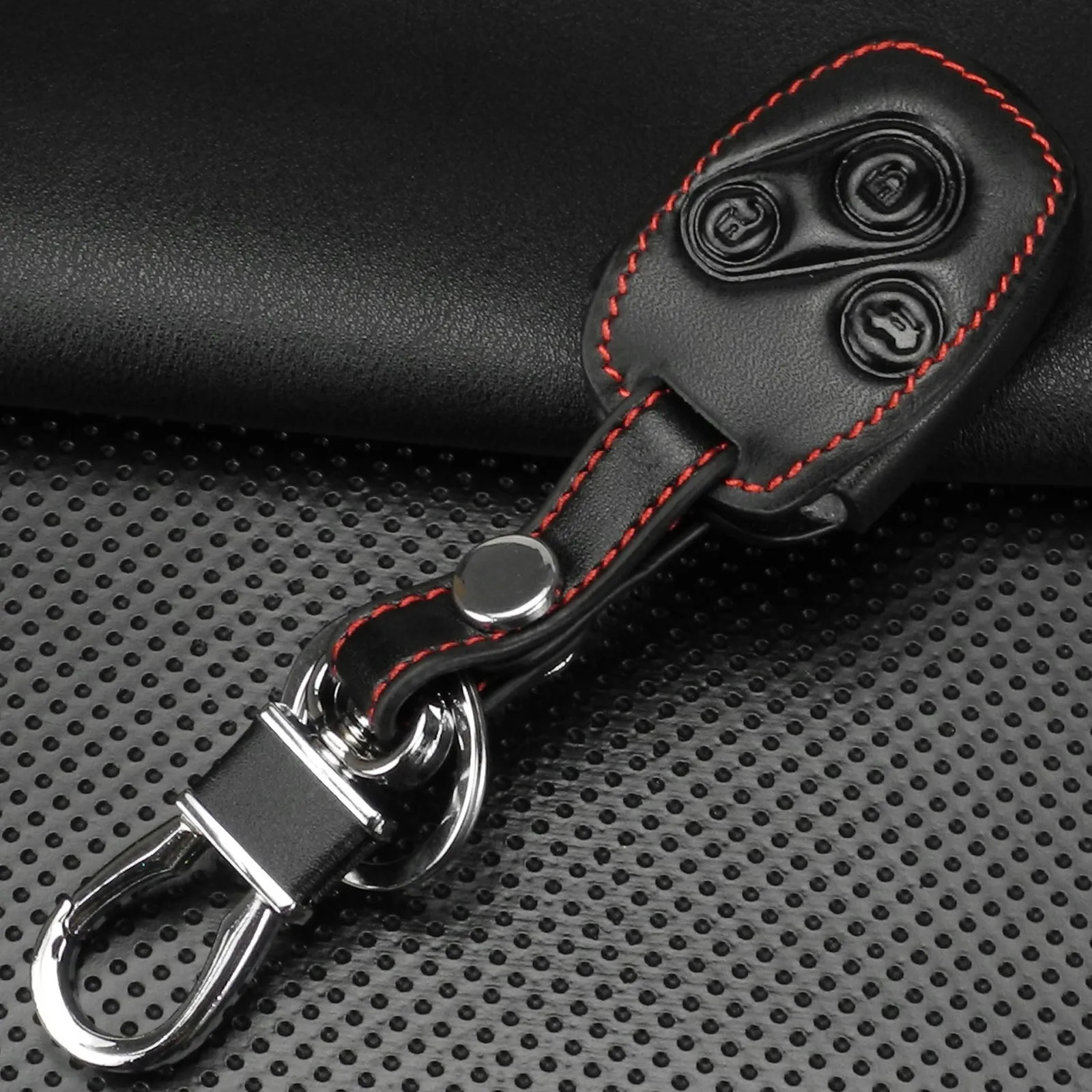 Jingyuqin 3 Buttons Leather Car key Case Cover for 2003 2008 2009 Accord Honda Cr V Civic Accessories|Футляр для