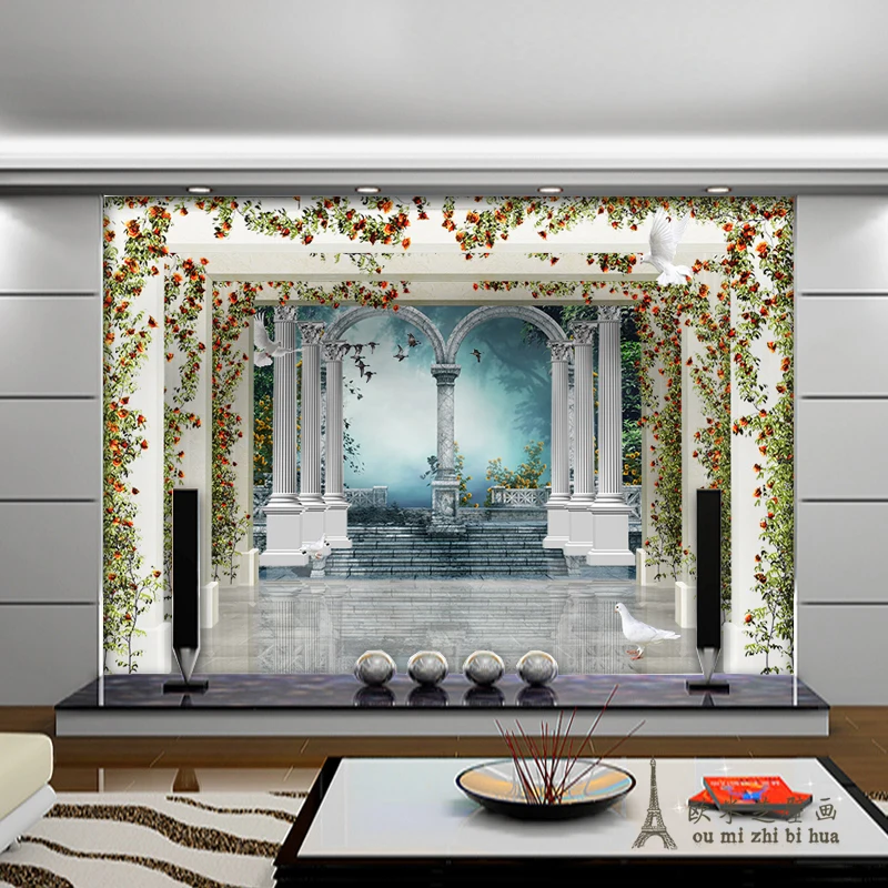 

Modern architecture beautiful flower vine wallpaper TV wall background wallpaper bedroom living room sofa wall mural large
