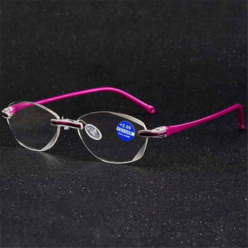 Zilead Сверхлегкий без оправы синий свет очки для чтения для мужчин бизнес Анти-усталость Смола компьютер пресбиопические очки для женщин и мужчин - Цвет оправы: Фиолетовый