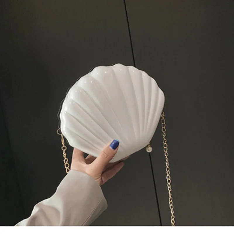 

2019 summer new fashion shell bag chain solid color handbag ladies small crossbody bag