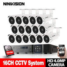 Дома 16CH CCTV DVR Системы AHD DVR 4MP 4,0 мегапикселя Enhanced ИК безопасности Камера наружного видеонаблюдения Камера безопасности Системы 4 ТБ HDD