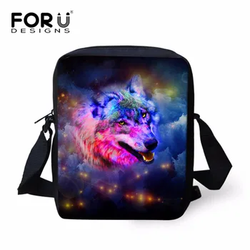 

FORUDESIGNS Classic Printed Wolf Travel Messenger Bags Cool Men Mini Crossbody Bags Creative Animal Shoulder Handbags Polyester