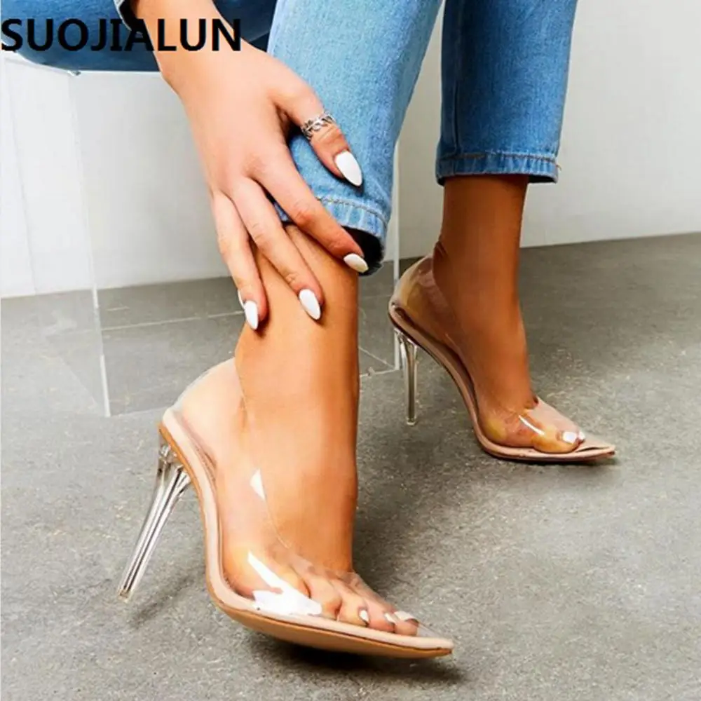 women clear pumps