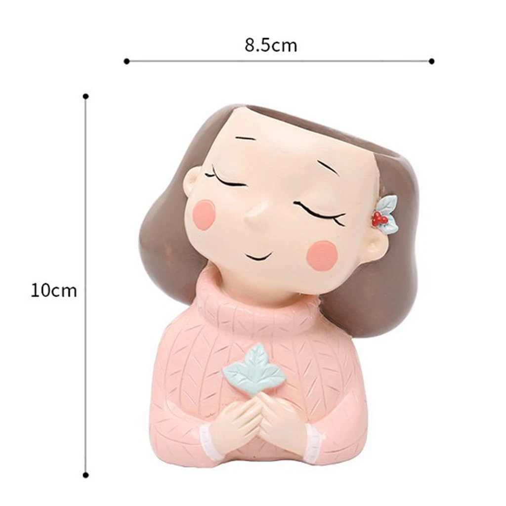Garden Decor Flowerpot Succulent Planter Pot Vase Girl Figurines Desk Top Statue Figure Micro Landscape Bonsai Holder Pot	