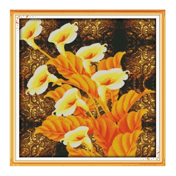 

JoySunday chinese counted cross stitch diy Golden callas DMC14CT11CTcotton needlework livingroom restaurant hotel shop painting