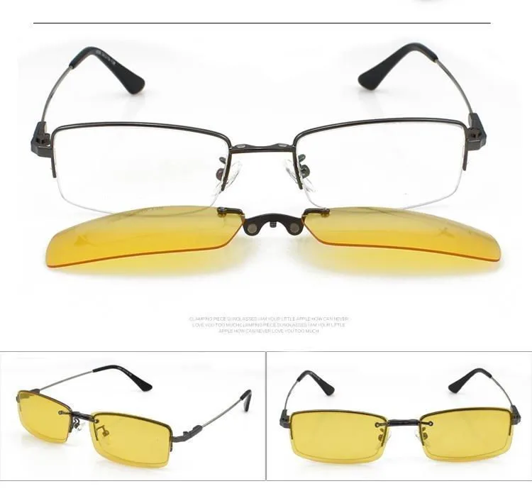 3 в 1 Мужские полуоправы очки оправа мужские очки оправа для корректирующих очков с днем и ночные солнцезащитные очки антибликовые клип