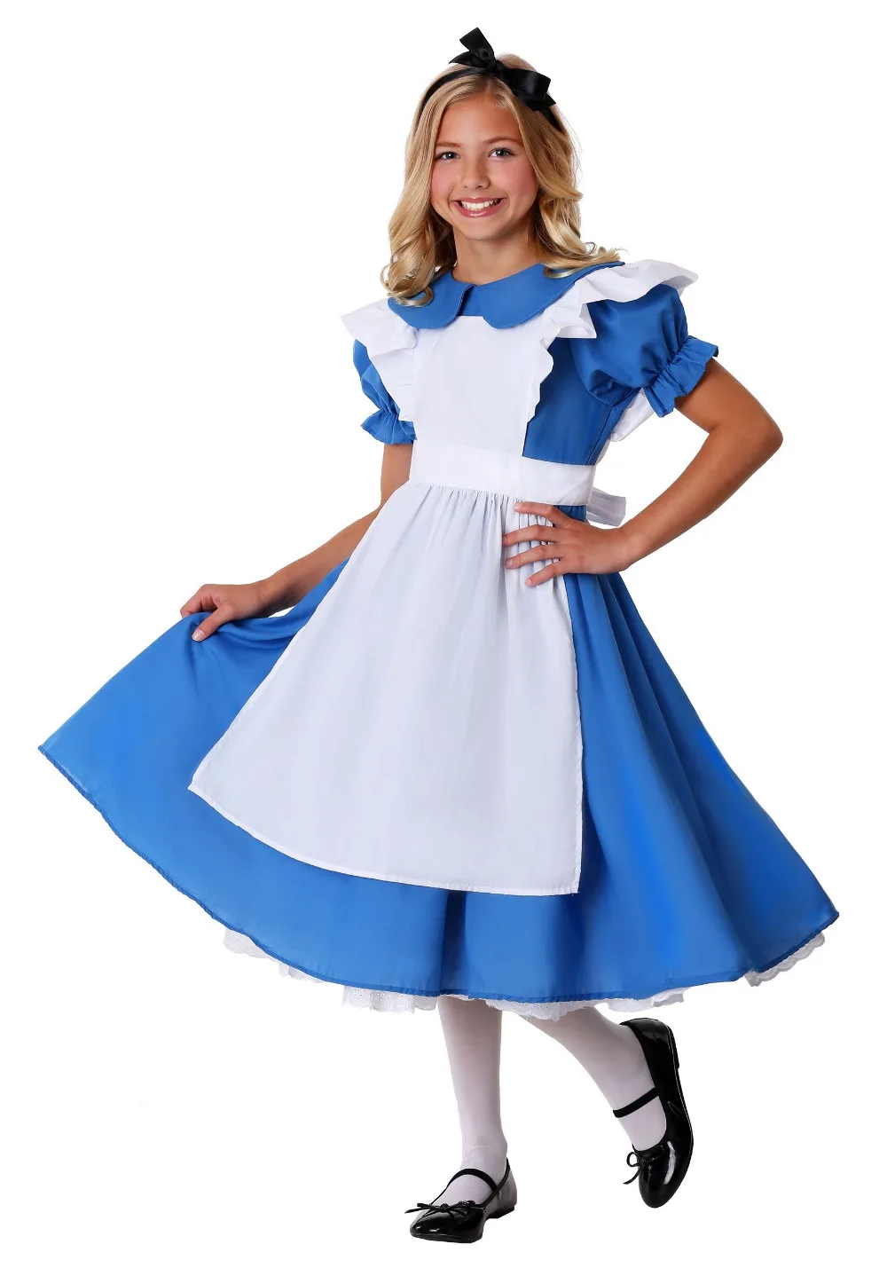 Костюм голубого цвета Алисы в стране чудес; детский праздничный маскарадный костюм Лолиты; костюмы на Хэллоуин для детей; платье для девочек; большие размеры