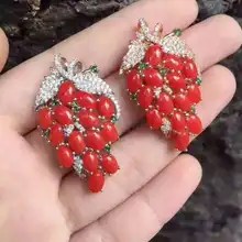 Натуральный Красный украшения коралловые Подвески S925 Серебряный натуральный драгоценный камень кулон Цепочки и ожерелья модные роскошные игрушка на елку в форме винограда для женщин, хорошее ювелирное изделие