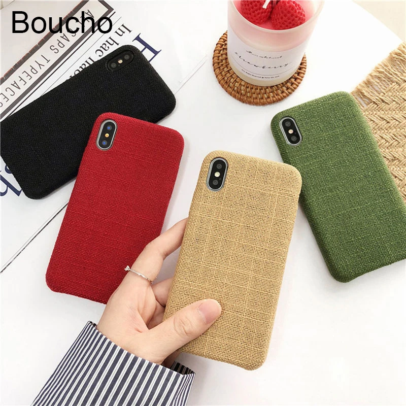 Чехол Boucho для iPhone X XS чехол MAX XR ткань текстура узор мягкий TPU силиконовый 6 6s 7 8 plus
