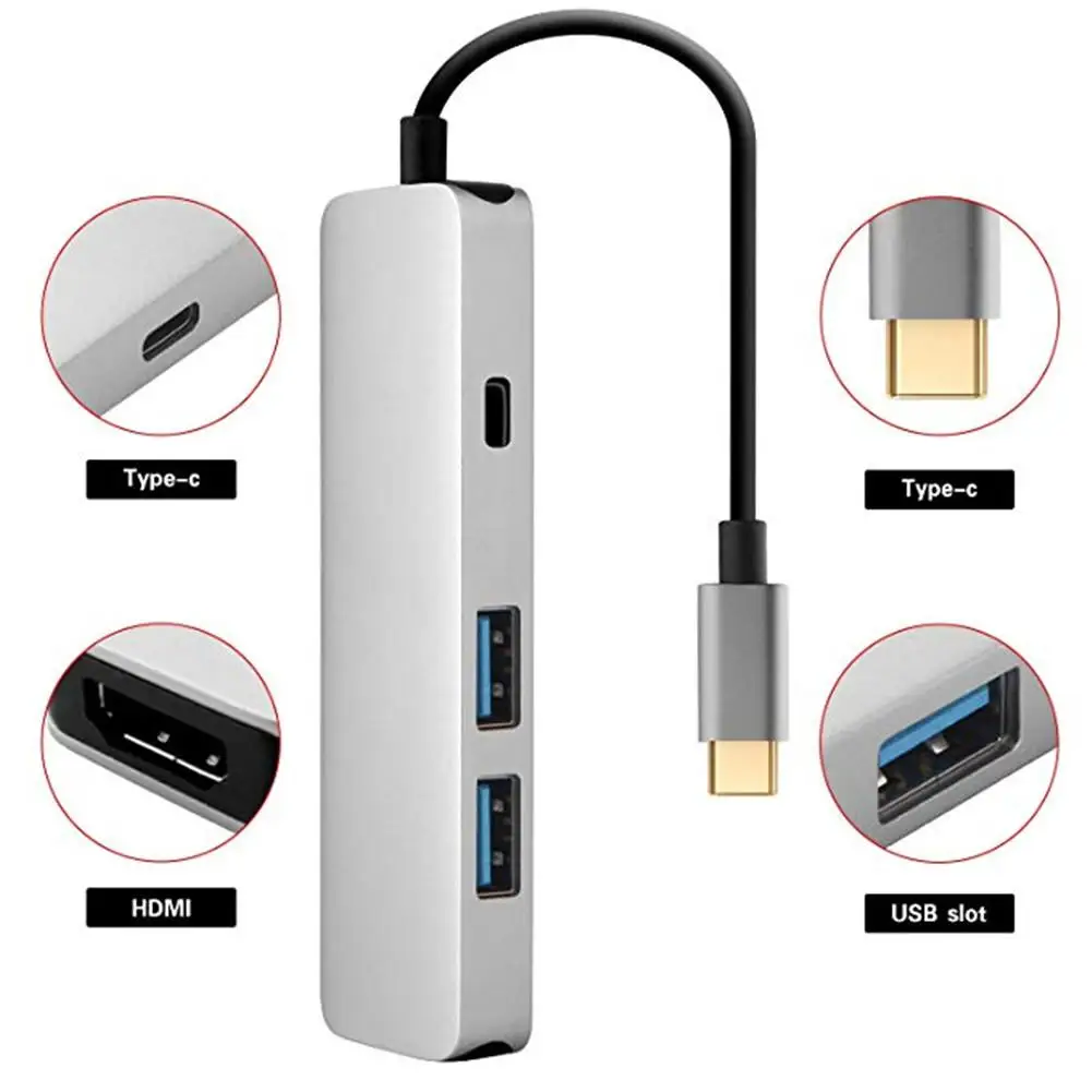 

HD 4K Type-C USB to HDMI HUB Converter Data-sync Type C to USB 3.0 Adapter Tablets Computers PD Power Supply HDMI USB Type C Hub