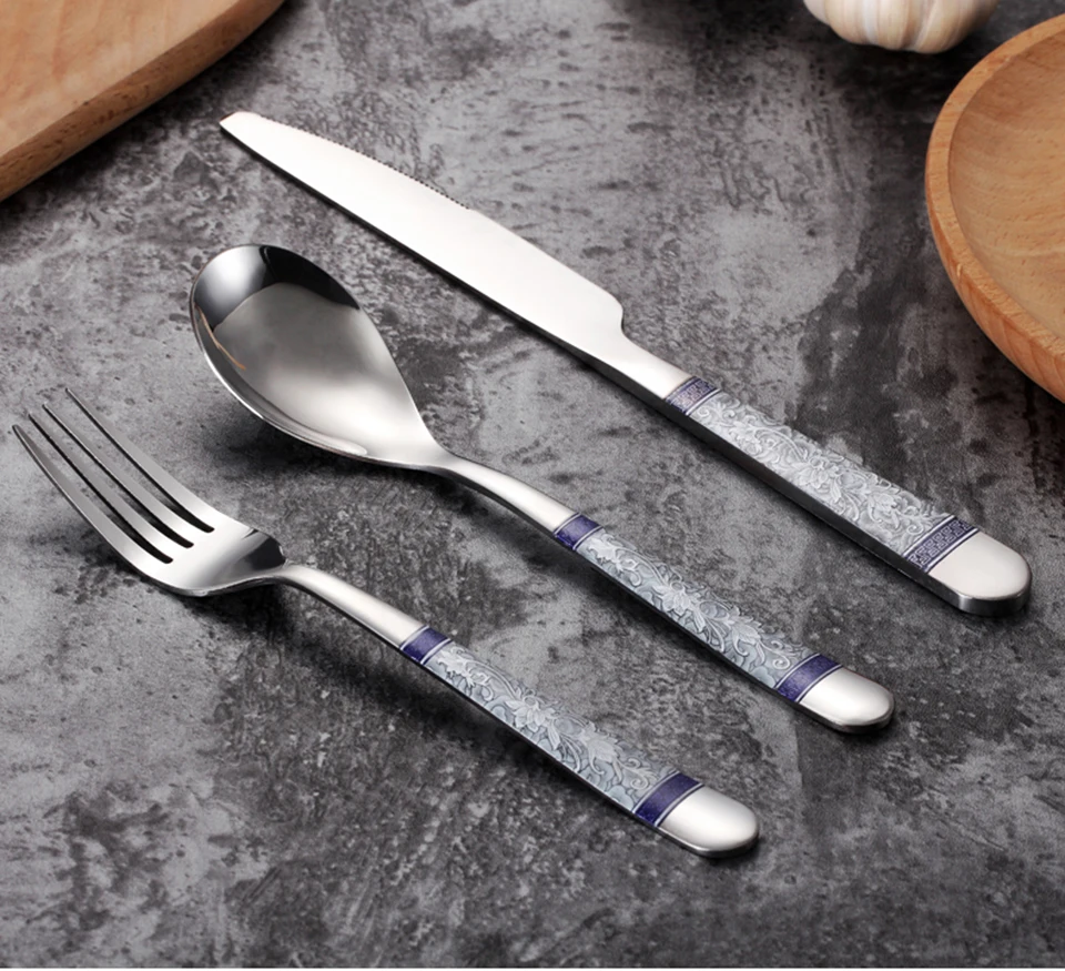 LIYIMENG 4Pcs Stainless Steel Knife Fork Set Dinnerware Sets Steak Cutlery Western Tableware Dinner12