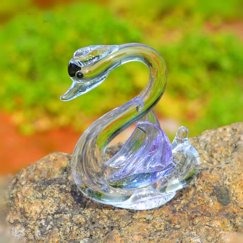 Crystal Glass Decorative Swan Figurines Paperweights Feng Shui Crystals Animals Crafts Swans