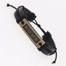 Винтажный Браслет "Хоуп", античная медь, очаровательный браслет для мужчин, многоцветные линии из искусственной кожи, муфта, браслеты с пожеланиями, ювелирные изделия, Прямая поставка