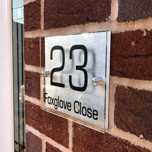 Customized Transparent Acrylic Plaques House Sign Door Number Plates with Aluminum Composite Plastic Panel 2