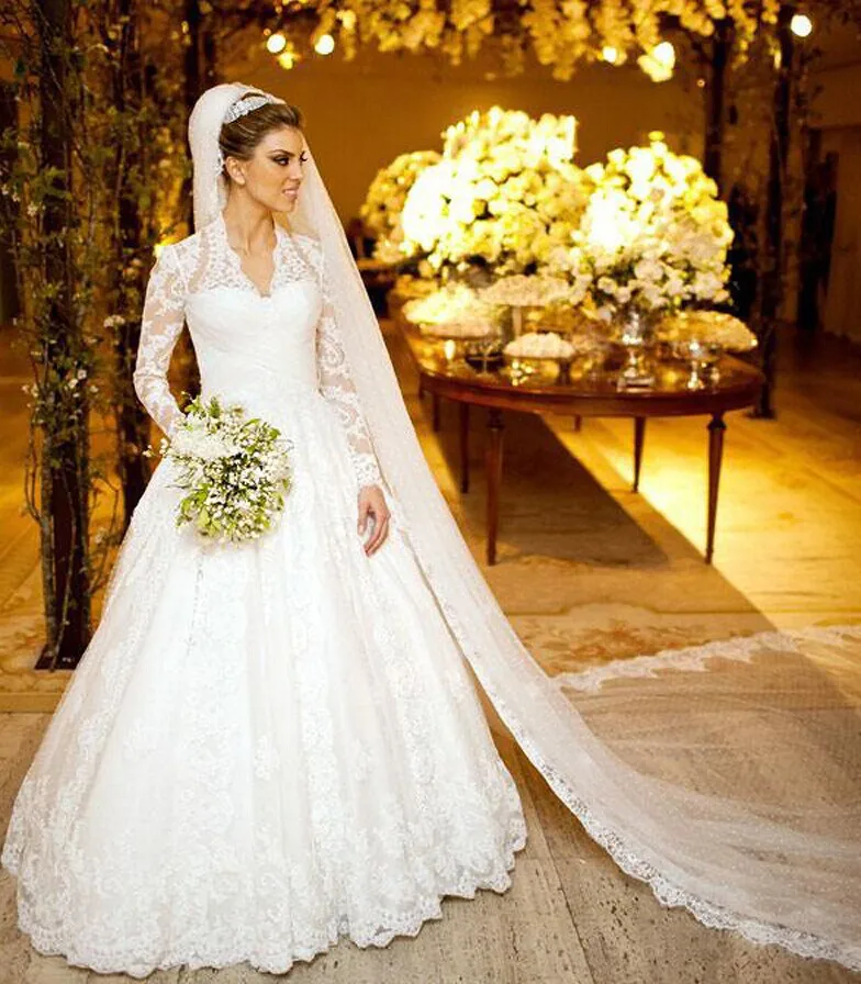 Высокое качество реальные фотографии; robe de Mariage с длинными рукавами vestido de noiva кружевное свадебное платье с аппликацией платья для матери невесты