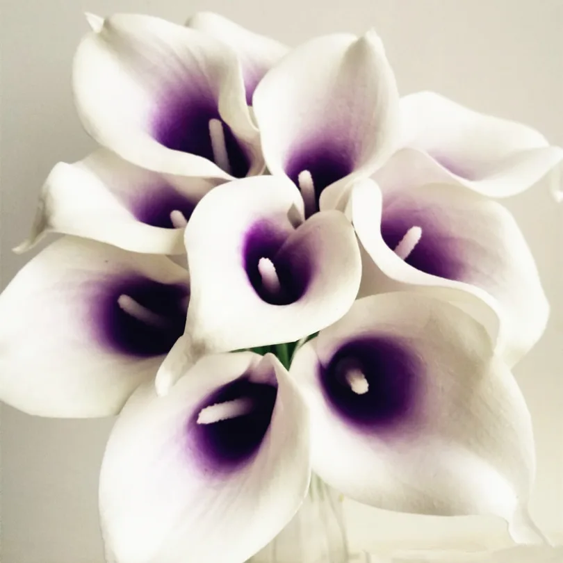 30pcs Callas Artificial Calla lily Blue Heart/ Purple Heart Calla