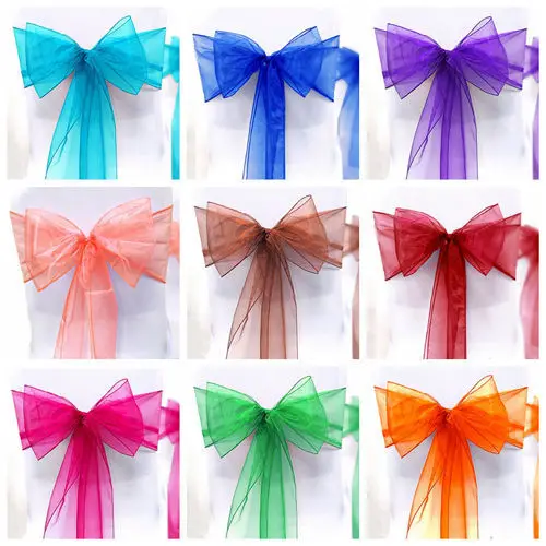 

1PCS New Fashion Organza Chair Sash Bow For Cover Banquet Wedding Party Reception Event Xmas Decoration Supply