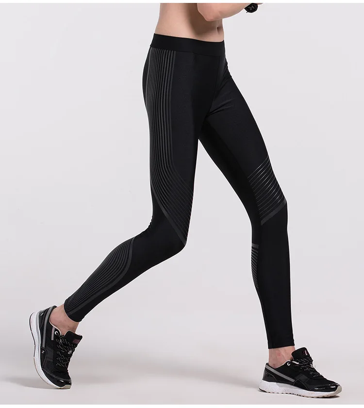 Женские Компрессионные спортивные штаны для йоги в полоску, эластичные трико для упражнений, женские брюки для фитнеса и бега, обтягивающие леггинсы для спортзала