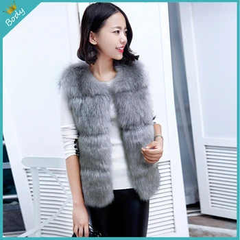 

Free Shipping 2015 New Korean Design Faux Fur Coat Warm Soft Fox Fur Vest Winter Sleeveless Jacket Women 3 Colors
