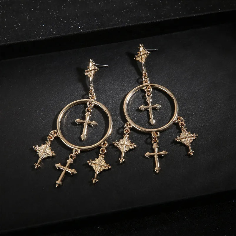 2018 Fashion Earrings for women Cross Earring Retro Art Dangle Earring Eardrop Ear Jewelry For gift Brincos J19#N (4)