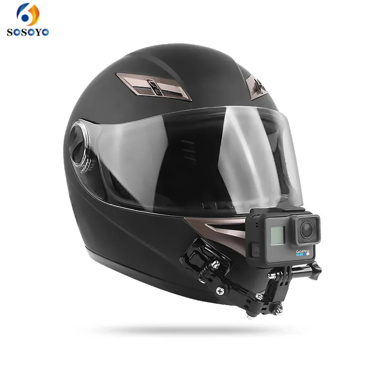 Goedkoop Motorhelm Chin Beugel 360 graden Verstelbare houder Gebogen Adhesive Side Mount adapter Voor Gopro 6 5 Camera Accessoires