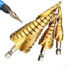 Vastar, 3 шт., HSS, титановое покрытие, ступенчатое сверло, металл, 3-12 мм, 4-12 мм, 4-20 мм, конусная резка, Высокоскоростная сталь, дерево, сверление, электроинструменты