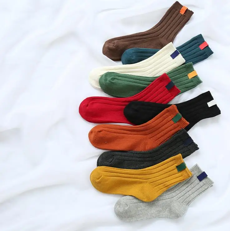 2018 Новый европейский Женская мода Harajuku стиль чистый Твердые конфеты цвет носок повседневные хлопковые теплые носки 10 видов цветов WZ052