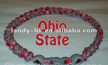 Hnadicraft souvenir USA Team Ohio States Titanium Triple Braided Sport Power Core Necklace, 3 Ropes, 50pcs/lot, Free Shipping