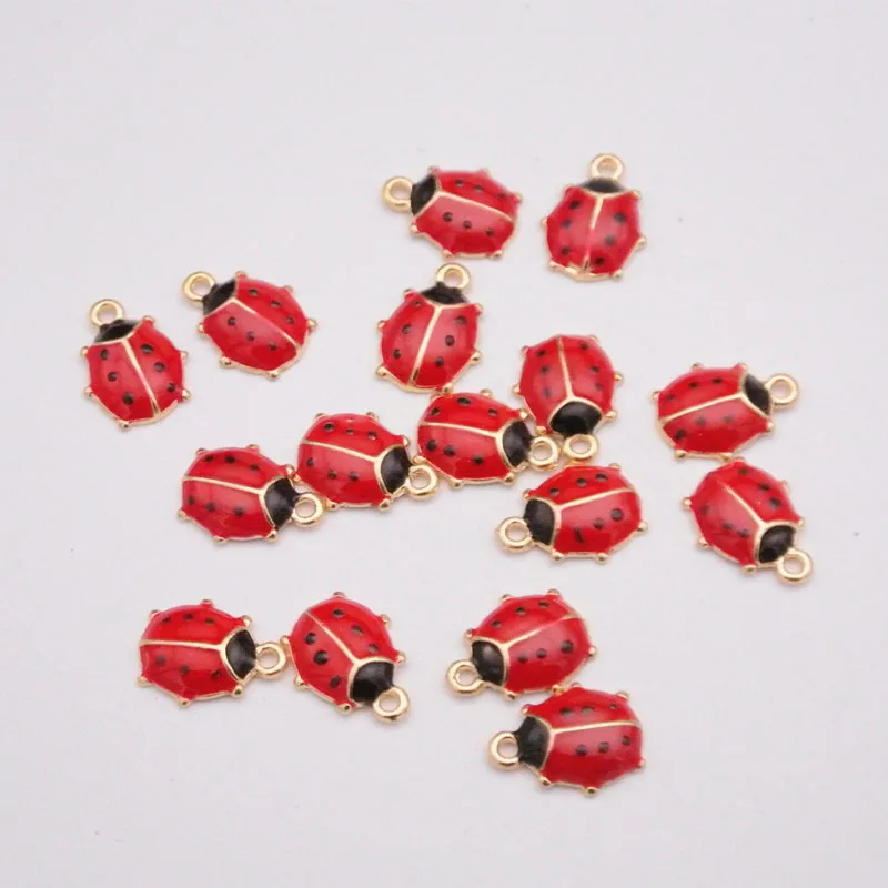 

10Pcs Fashion jewelry Enamels Charms Ladybug Pendant Alloy For Jewelry Making DIY Earring Headwear Accessory Gift