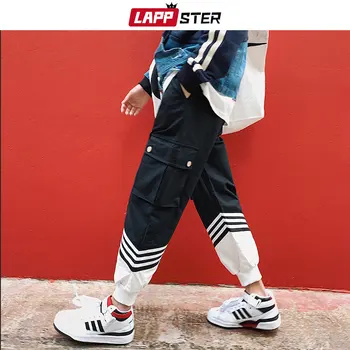 

LAPPSTER Harajuku Streetwear Cargo Pants Men 2020 Overalls Mens Color Block Hip Hop Joggers Pants Male Black Fashion Sweaptpants