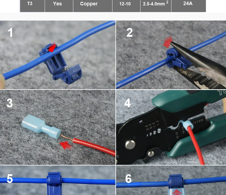 Т-образный неразрывный Кабельный соединитель быстрая проводка подходит для 0,5-4 квадратных миллиметровых медных кабелей безопасный и надежный