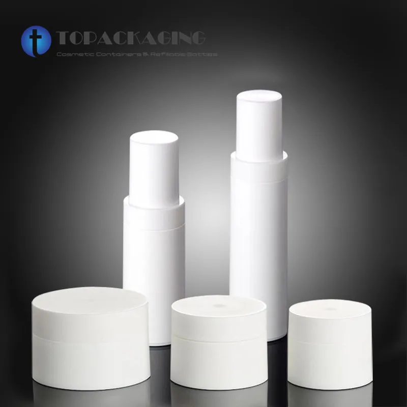 

10/15/30/50G,30/50ML White Plastic Bottle,Cream Jar,Empty Cosmetic Container with Airless Lotion Pump,Essential Oil Bottle