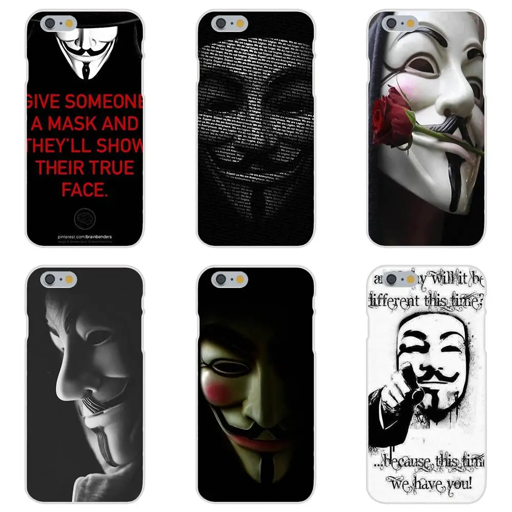 Anonymous Mask For Apple iPhone X XS Max XR 4 4S 5 5C 5S SE 6 6S 7 8 Plus Soft Retail New Fashion | Мобильные телефоны и