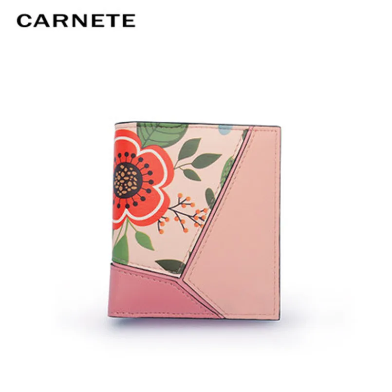 

CARNETE 2019New Women's Wallets Contrast Color Coin Bag in Back Blue Soft Leather Ladies Card Holder Slim Purse Female Small HOT