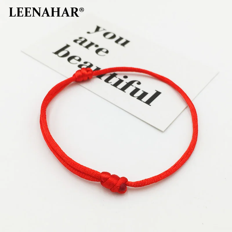 

LEENAHAR 10Pcs Kabbalah Lucky String Wholesale Classic Handmade Chinese Red string Bracelets Adjustable Lucky Rope for gifts