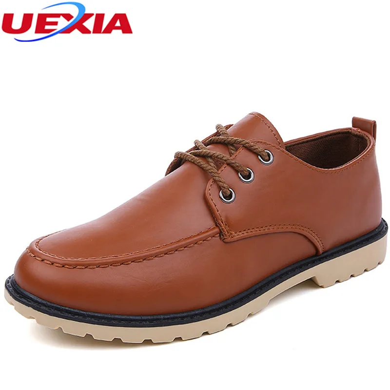 

UEXIS New Arrival Men Shoes Round Toe Lace Stylish Simple Office Leather Shoes Man Zapatos Exquisite design Non-slip Comfortable