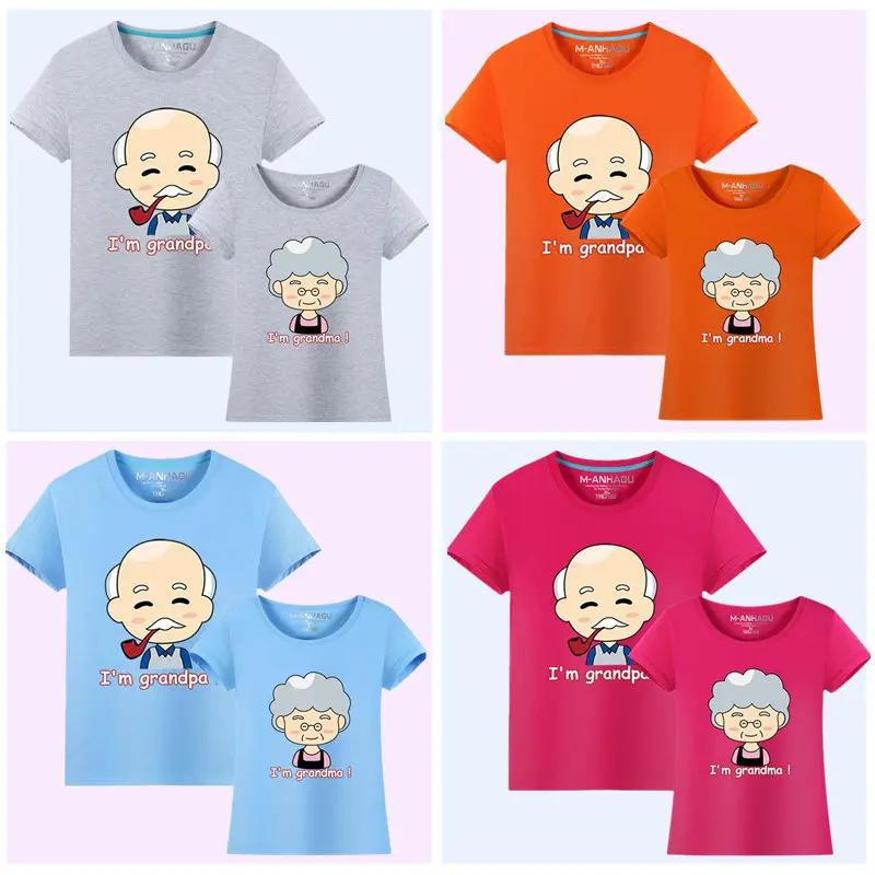 MANHAGU/брендовая Одинаковая одежда для всей семьи, 1 предмет футболка с рисунком Для дедушки и дедушки, семейная одежда