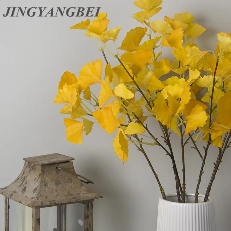 

Autumn Ginkgo branch Artificial flowers Fake plants tree leaves Diy accessory home decoration table flower