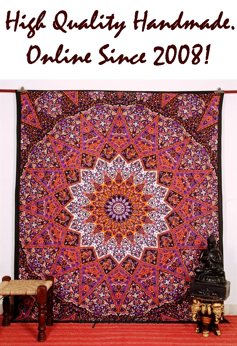 Indian Tapestry Star Mandala Kaleidoscopic, Bohemian Bedding, Hippie