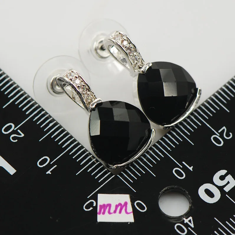 Женские серьги из серебра с ониксом|silver crystal earrings|crystal earrings925 sterling |