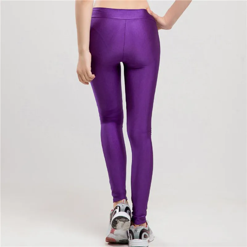 white leggings NDUCJSI Women Pants Sportswear V High Waist Neon Workout Leggings Fashion Jegging Elastic Strtched Shiny Leggins Candy Colors brown leggings