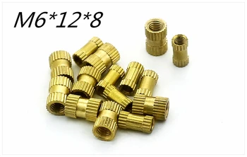 

200pcs/lot Brass Knurl Nuts M6*12mm(L)*8mm(OD) Metric Threaded Nuts Insert Round Shape embedded through-hole nut