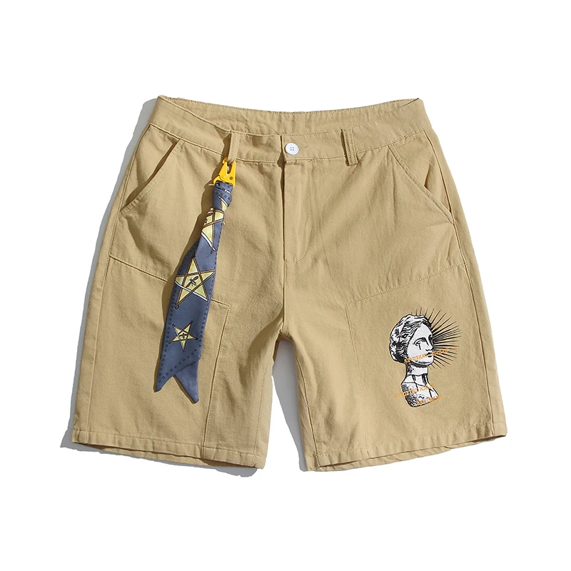 Летние Харадзюку шорты мужские свободные повседневные карго хаки мужские классические шорты спортивные брюки японские мужские повседневные летние брюки хлопок S6T25