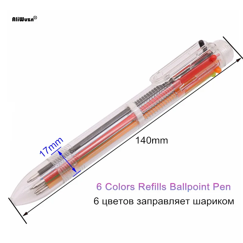 Высококачественные шариковые ручки, 1 шт., 0,5 мм, 6 цветов, шариковые ручки, подарок, рекламная студенческая школа, 6 цветов, заправки, модная окрашенная ручка